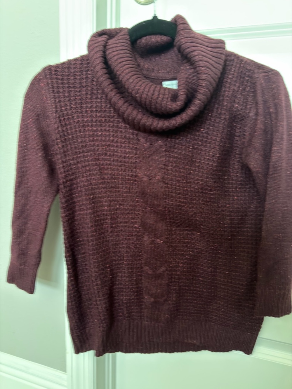 New York & Company Burgundy Cowl Neck Sweater